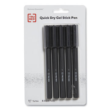 TRU RED™ Quick Dry Gel Pen, Stick, Medium 0.7 Mm, Black Ink, Black Barrel, 5-pack freeshipping - TVN Wholesale
